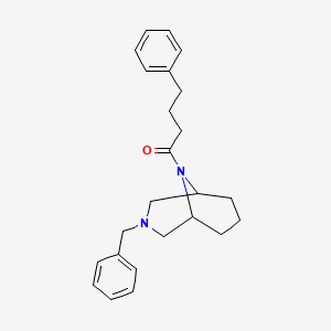 molecular formula C24H30N2O B2842807 1-(3-苄基-3,9-二氮杂双环[3.3.1]壬烷-9-基)-4-苯基丁酮 CAS No. 1421469-26-2