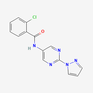 molecular formula C14H10ClN5O B2842819 N-(2-(1H-吡唑-1-基)嘧啶-5-基)-2-氯苯甲酰胺 CAS No. 1421457-14-8