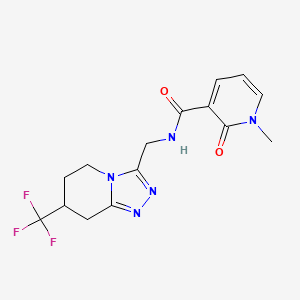 molecular formula C15H16F3N5O2 B2842822 1-methyl-2-oxo-N-((7-(trifluoromethyl)-5,6,7,8-tetrahydro-[1,2,4]triazolo[4,3-a]pyridin-3-yl)methyl)-1,2-dihydropyridine-3-carboxamide CAS No. 2034539-39-2