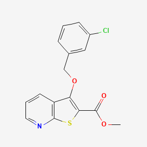 molecular formula C16H12ClNO3S B2842824 Methyl 3-[(3-chlorophenyl)methoxy]thieno[2,3-b]pyridine-2-carboxylate CAS No. 338419-38-8