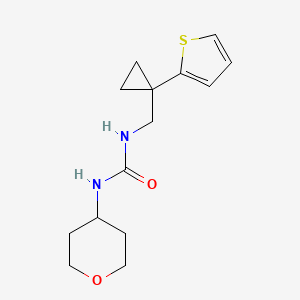 molecular formula C14H20N2O2S B2842827 1-(四氢-2H-吡喃-4-基)-3-((1-(噻吩-2-基)环丙基)甲基)脲 CAS No. 2034568-53-9