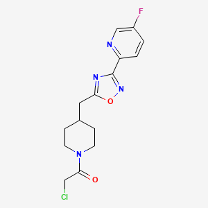 molecular formula C15H16ClFN4O2 B2842839 2-Chloro-1-[4-[[3-(5-fluoropyridin-2-yl)-1,2,4-oxadiazol-5-yl]methyl]piperidin-1-yl]ethanone CAS No. 2411285-85-1