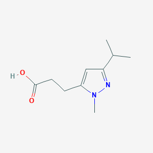 molecular formula C10H16N2O2 B2842850 3-(2-Methyl-5-propan-2-ylpyrazol-3-yl)propanoic acid CAS No. 1538372-01-8