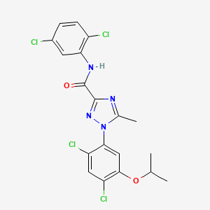 molecular formula C19H16Cl4N4O2 B2842853 1-(2,4-dichloro-5-isopropoxyphenyl)-N-(2,5-dichlorophenyl)-5-methyl-1H-1,2,4-triazole-3-carboxamide CAS No. 866136-31-4