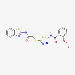 molecular formula C20H17N5O3S3 B2842854 N-(5-((2-(benzo[d]thiazol-2-ylamino)-2-oxoethyl)thio)-1,3,4-thiadiazol-2-yl)-2-ethoxybenzamide CAS No. 477214-90-7