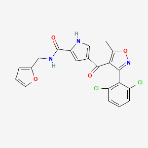 molecular formula C21H15Cl2N3O4 B2842855 4-[3-(2,6-dichlorophenyl)-5-methyl-1,2-oxazole-4-carbonyl]-N-(furan-2-ylmethyl)-1H-pyrrole-2-carboxamide CAS No. 866049-52-7