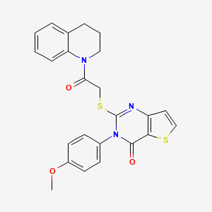 molecular formula C24H21N3O3S2 B2842861 2-((2-(3,4-dihydroquinolin-1(2H)-yl)-2-oxoethyl)thio)-3-(4-methoxyphenyl)thieno[3,2-d]pyrimidin-4(3H)-one CAS No. 1795084-90-0