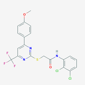 molecular formula C20H14Cl2F3N3O2S B284287 N-(2,3-dichlorophenyl)-2-((4-(4-methoxyphenyl)-6-(trifluoromethyl)pyrimidin-2-yl)thio)acetamide 