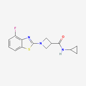 molecular formula C14H14FN3OS B2842880 N-环丙基-1-(4-氟苯并[d]噻唑-2-基)氮杂环丁烷-3-甲酰胺 CAS No. 1334371-03-7