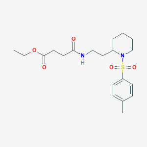 molecular formula C20H30N2O5S B2842894 Ethyl 4-oxo-4-((2-(1-tosylpiperidin-2-yl)ethyl)amino)butanoate CAS No. 1208399-32-9
