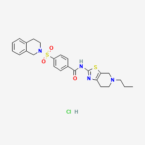 molecular formula C25H29ClN4O3S2 B2842895 4-((3,4-dihydroisoquinolin-2(1H)-yl)sulfonyl)-N-(5-propyl-4,5,6,7-tetrahydrothiazolo[5,4-c]pyridin-2-yl)benzamide hydrochloride CAS No. 1215510-04-5