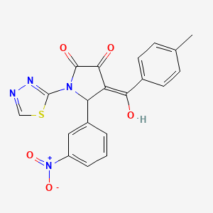molecular formula C20H14N4O5S B2842896 3-hydroxy-4-(4-methylbenzoyl)-5-(3-nitrophenyl)-1-(1,3,4-thiadiazol-2-yl)-1H-pyrrol-2(5H)-one CAS No. 307541-65-7