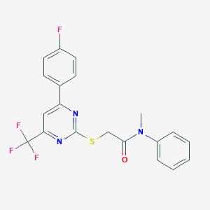 molecular formula C20H15F4N3OS B284290 2-{[4-(4-fluorophenyl)-6-(trifluoromethyl)-2-pyrimidinyl]sulfanyl}-N-methyl-N-phenylacetamide 