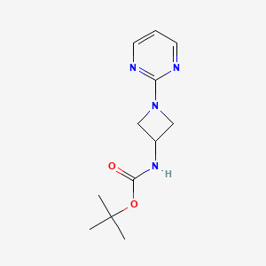 molecular formula C12H18N4O2 B2842921 叔丁基-N-[1-(嘧啶-2-基)氮杂环丁烷-3-基]甲酸酯 CAS No. 1365988-30-2