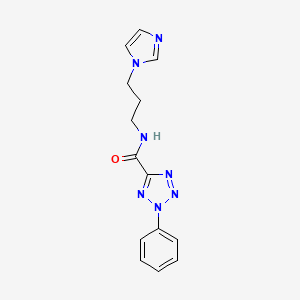 molecular formula C14H15N7O B2842924 N-(3-(1H-imidazol-1-yl)propyl)-2-phenyl-2H-tetrazole-5-carboxamide CAS No. 1396883-86-5