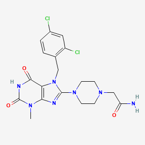 molecular formula C19H21Cl2N7O3 B2842927 2-(4-(7-(2,4-二氯苯甲基)-3-甲基-2,6-二氧代-2,3,6,7-四氢-1H-嘌呤-8-基)哌嗪-1-基)乙酰胺 CAS No. 879477-69-7