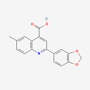 molecular formula C18H13NO4 B2842950 2-(1,3-苯并二氧杂环-5-基)-6-甲基喹啉-4-甲酸 CAS No. 438220-99-6
