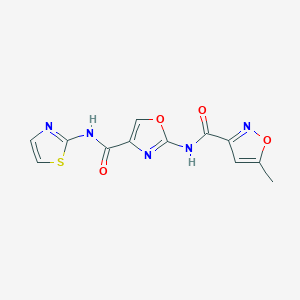 molecular formula C12H9N5O4S B2842955 5-methyl-N-(4-(thiazol-2-ylcarbamoyl)oxazol-2-yl)isoxazole-3-carboxamide CAS No. 1421500-77-7
