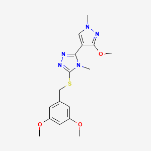 molecular formula C17H21N5O3S B2842971 3-((3,5-二甲氧基苄基)硫)-5-(3-甲氧基-1-甲基-1H-吡唑-4-基)-4-甲基-4H-1,2,4-三唑 CAS No. 1014075-22-9