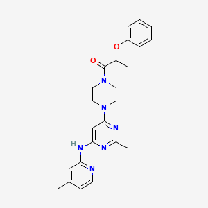 molecular formula C24H28N6O2 B2842975 1-(4-(2-Methyl-6-((4-methylpyridin-2-yl)amino)pyrimidin-4-yl)piperazin-1-yl)-2-phenoxypropan-1-one CAS No. 1428378-47-5
