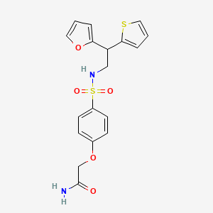 molecular formula C18H18N2O5S2 B2842991 2-(4-{[2-(呋喃-2-基)-2-(噻吩-2-基)乙基]磺酰胺基}苯氧基)乙酰胺 CAS No. 2097927-29-0