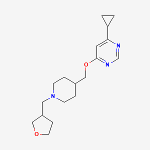 molecular formula C18H27N3O2 B2842997 4-环丙基-6-((1-((四氢呋喃-3-基)甲基哌啶-4-基)甲氧基)嘧啶) CAS No. 2320445-49-4