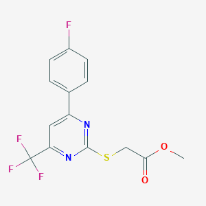 molecular formula C14H10F4N2O2S B284301 Methyl {[4-(4-fluorophenyl)-6-(trifluoromethyl)-2-pyrimidinyl]sulfanyl}acetate 