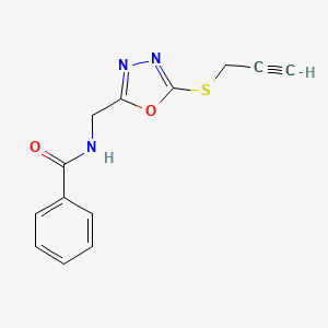 molecular formula C13H11N3O2S B2843022 N-[(5-丙-2-炔基硫基-1,3,4-噁二唑-2-基)甲基]苯甲酰胺 CAS No. 921130-00-9