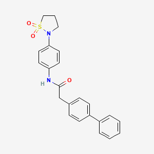 molecular formula C23H22N2O3S B2843023 2-{[1,1'-联苯]-4-基}-N-[4-(1,1-二氧杂环[6,2]噻唑啉-2-基)苯基]乙酰胺 CAS No. 941944-25-8