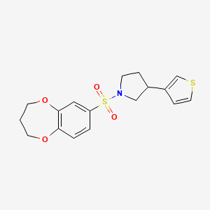 molecular formula C17H19NO4S2 B2843034 1-((3,4-dihydro-2H-benzo[b][1,4]dioxepin-7-yl)sulfonyl)-3-(thiophen-3-yl)pyrrolidine CAS No. 2210138-08-0