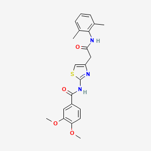 molecular formula C22H23N3O4S B2843040 N-(4-(2-((2,6-dimethylphenyl)amino)-2-oxoethyl)thiazol-2-yl)-3,4-dimethoxybenzamide CAS No. 1005308-34-8