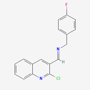 molecular formula C17H12ClFN2 B2843046 [(2-Chloroquinolin-3-yl)methylidene][(4-fluorophenyl)methyl]amine CAS No. 329718-92-5