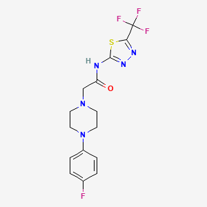 molecular formula C15H15F4N5OS B2843047 2-[4-(4-fluorophenyl)piperazin-1-yl]-N-[5-(trifluoromethyl)-1,3,4-thiadiazol-2-yl]acetamide CAS No. 478045-29-3