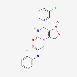 molecular formula C20H15Cl2N3O4 B2843057 N-(2-chlorophenyl)-2-(4-(3-chlorophenyl)-2,5-dioxo-3,4-dihydrofuro[3,4-d]pyrimidin-1(2H,5H,7H)-yl)acetamide CAS No. 1251575-12-8