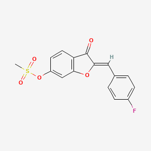 molecular formula C16H11FO5S B2843061 (Z)-2-(4-氟苯甲亚甲基)-3-氧代-2,3-二氢苯并呋喃-6-基甲磺酸酯 CAS No. 623122-56-5