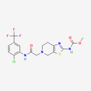 molecular formula C17H16ClF3N4O3S B2843063 甲基(5-(2-((2-氯-5-(三氟甲基)苯基)氨基)-2-氧乙基)-4,5,6,7-四氢噻唑并[5,4-c]吡啶-2-基)甲酸酯 CAS No. 1421517-36-3