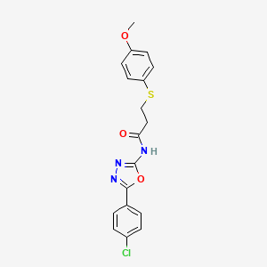 molecular formula C18H16ClN3O3S B2843073 N-(5-(4-氯苯基)-1,3,4-噁二唑-2-基)-3-((4-甲氧基苯基)硫)丙酰胺 CAS No. 941908-99-2