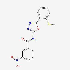 molecular formula C16H12N4O4S B2843091 N-(5-(2-(甲硫基)苯基)-1,3,4-噁二唑-2-基)-3-硝基苯甲酰胺 CAS No. 886908-05-0