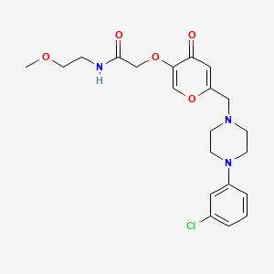 molecular formula C21H26ClN3O5 B2843093 2-((6-((4-(3-氯苯基)哌嗪-1-基)甲基)-4-氧代-4H-吡喃-3-基)氧基)-N-(2-甲氧基乙基)乙酰胺 CAS No. 898420-56-9