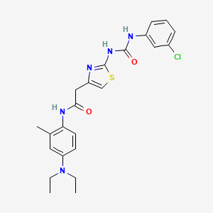 molecular formula C23H26ClN5O2S B2843094 2-(2-(3-(3-chlorophenyl)ureido)thiazol-4-yl)-N-(4-(diethylamino)-2-methylphenyl)acetamide CAS No. 921474-27-3