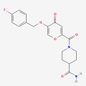 molecular formula C19H19FN2O5 B2843109 1-(5-((4-氟苯甲基)氧基)-4-氧代-4H-吡喃-2-甲酰基)哌啶-4-甲酰胺 CAS No. 1021134-92-8