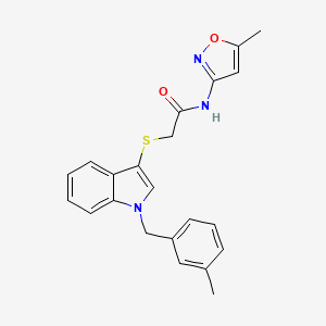 molecular formula C22H21N3O2S B2843113 2-((1-(3-甲基苯甲基)-1H-吲哚-3-基)硫基)-N-(5-甲基异噁唑-3-基)乙酰胺 CAS No. 681276-04-0