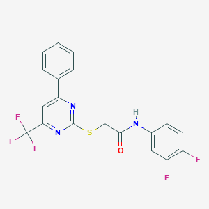 N-(3,4-difluorophenyl)-2-{[4-phenyl-6-(trifluoromethyl)-2-pyrimidinyl]sulfanyl}propanamide