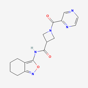 molecular formula C16H17N5O3 B2843130 1-(pyrazine-2-carbonyl)-N-(4,5,6,7-tetrahydrobenzo[c]isoxazol-3-yl)azetidine-3-carboxamide CAS No. 1448051-57-7