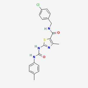 molecular formula C20H19ClN4O2S B2843133 N-(4-chlorobenzyl)-4-methyl-2-(3-(p-tolyl)ureido)thiazole-5-carboxamide CAS No. 941916-34-3