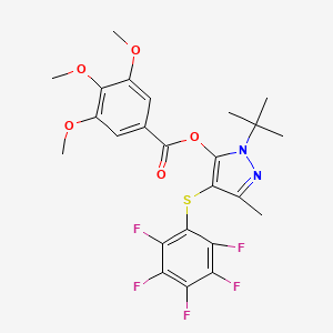 1-tert-butyl-3-methyl-4-[(pentafluorophenyl)thio]-1H-pyrazol-5-yl 3,4,5-trimethoxybenzoate
