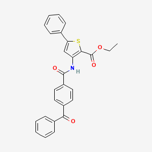 molecular formula C27H21NO4S B2843147 乙酸-3-(4-苯甲酰苯氨基)-5-苯基噻吩-2-甲酸乙酯 CAS No. 391867-54-2