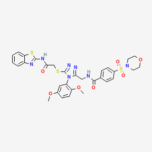 molecular formula C31H31N7O7S3 B2843150 N-((5-((2-(benzo[d]thiazol-2-ylamino)-2-oxoethyl)thio)-4-(2,5-dimethoxyphenyl)-4H-1,2,4-triazol-3-yl)methyl)-4-(morpholinosulfonyl)benzamide CAS No. 394232-23-6