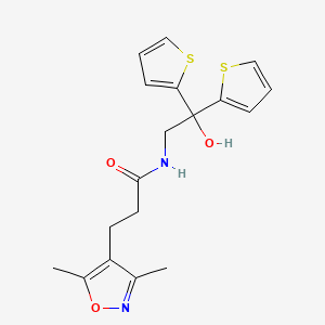 molecular formula C18H20N2O3S2 B2843154 3-(3,5-dimethylisoxazol-4-yl)-N-(2-hydroxy-2,2-di(thiophen-2-yl)ethyl)propanamide CAS No. 2034633-57-1