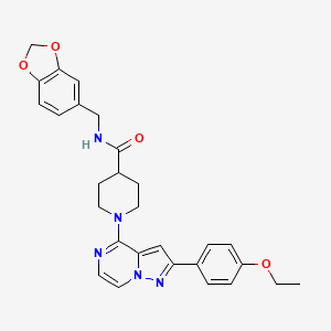 N-(1,3-benzodioxol-5-ylmethyl)-1-[2-(4-ethoxyphenyl)pyrazolo[1,5-a]pyrazin-4-yl]piperidine-4-carboxamide